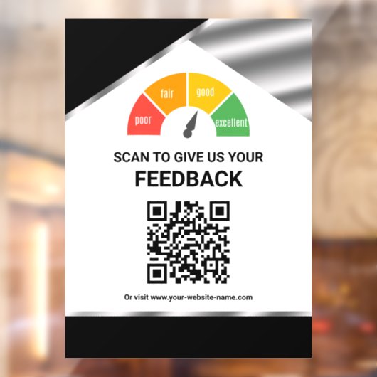 Contactloze QR-code Klantfeedback Zwart Raamsticker (Vel 2)
