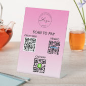 Contactloze QR-code Scannen naar betaler roze Reclamebord Met Voetstuk (Insitu)