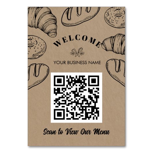 Contactloze QR-code ScanToOrder Menu Bakkerij Kaar Kaart (Achterkant)