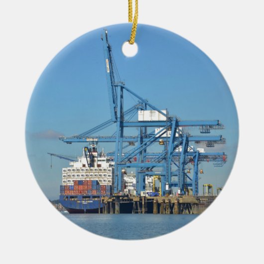 Container Ship Dock Keramisch Ornament (Voorkant)