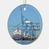 Container Ship Dock Keramisch Ornament (Links)