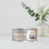 Containerschip | Metallic Industrial Visitekaartje (Staand voorkant)