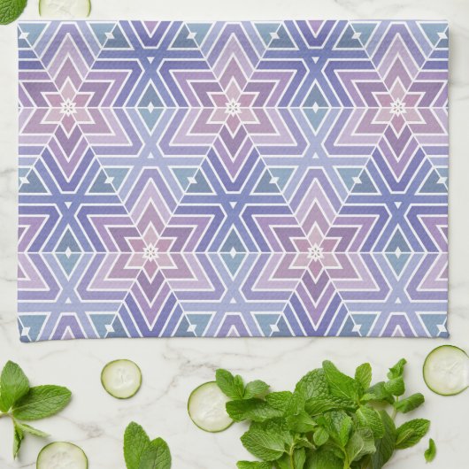 Contante lavender Geometric Star Maze Pattern Theedoek (Gevouwen)