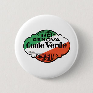Conte Verde 1e Klasse bagage Etiket Ronde Button 5,7 Cm