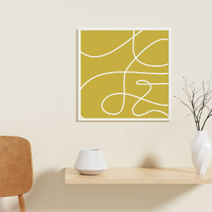 Contemedent Abstracte lijn Art Boho Mustard Yellow Poster