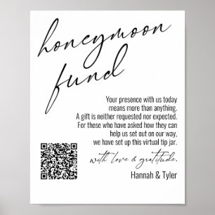 Contemedent Honeymoon Fonds QR Code Eenvoudig teke Poster