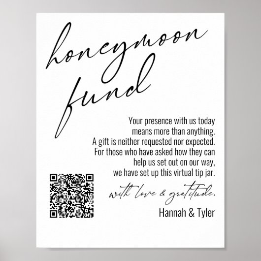 Contemedent Honeymoon Fonds QR Code Eenvoudig teke Poster (Voorkant)