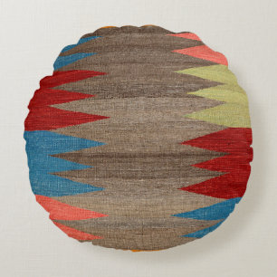 Contemedhedendaags blauw grijs gestreept  rond kussen