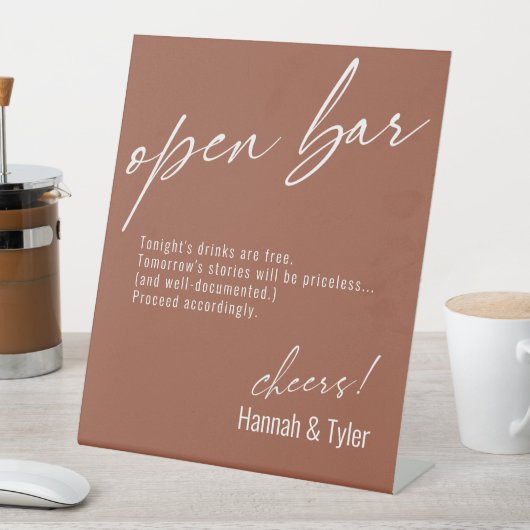 Contemedhedendaags handschrift Funny Open Bar Terr Reclamebord Met Voetstuk (Insitu)