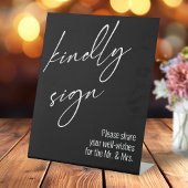 Contemedhedendaags handschrift "Kindly Sign" Black Reclamebord Met Voetstuk