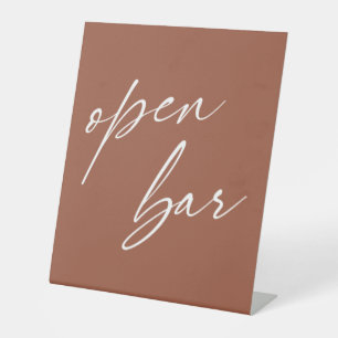 Contemedhedendaags handschrift Open Bar Terracotta Reclamebord Met Voetstuk