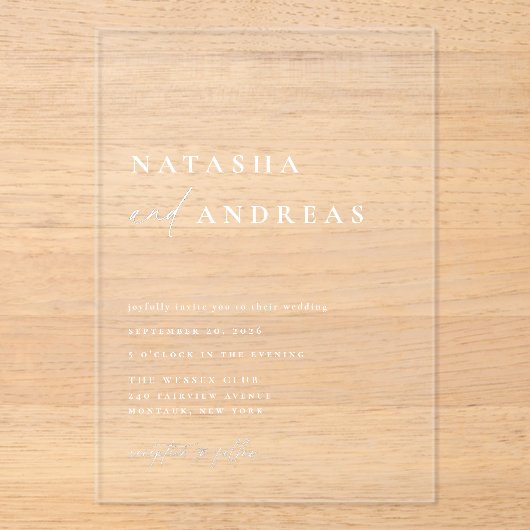 Contemedhedendaags homohuwelijk acryl uitnodigingen (Voorkant)