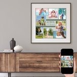 Contemedhedendaags vierkant fotocollage voor groot poster<br><div class="desc">De hedendaagse, aangepaste fotocollage met acht foto's en een met de hand geschreven prijsopgave - perfect voor grootouders (of kleinkinderen!). Dit ontwerp heeft een kleurenpalet donkergroen en zilvergroen dat er goed uitziet met zowel traditioneel als trendy decor. Het fotomalplaatje is opstelling klaar voor u om uw afbeeldingen in een met...</div>
