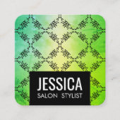 Contemedhedendaagse groene glamour vierkante visitekaartje (Voorkant)