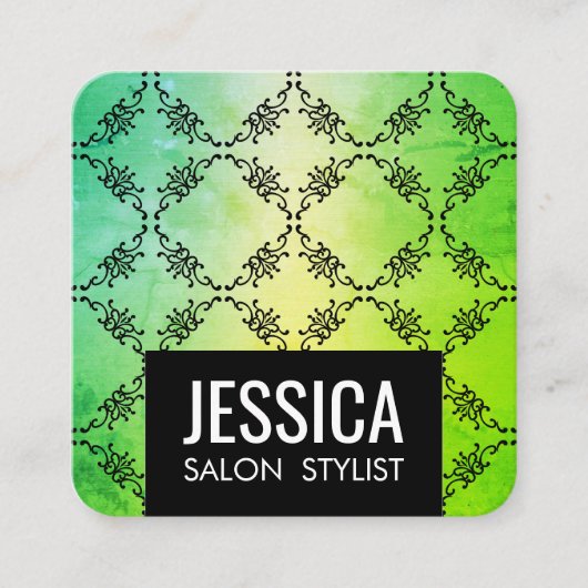 Contemedhedendaagse groene glamour vierkante visitekaartje (Voorkant)