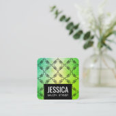 Contemedhedendaagse groene glamour vierkante visitekaartje (Staand voorkant)