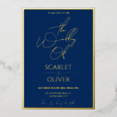 Contemedhedendaagse kalligrafie-marine en goudbrui folie uitnodiging (Voorkant)