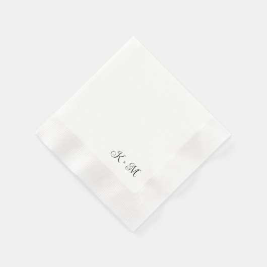 Contemedhedendaagse Script Initialen B/W bruiloft Servet (Hoek)