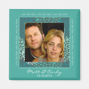 Contemeigent Petals Turqoise Save Date Magnet