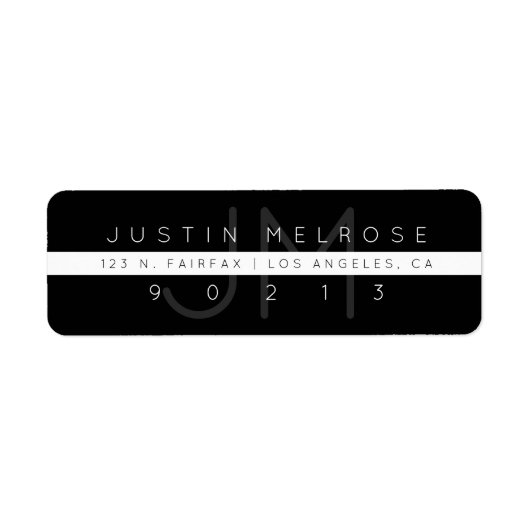 Contemhedendaags adreslabel | Zwart-wit Etiket (Voorkant)