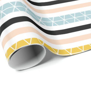 Contemhedendaags Geel Zwart Witte Stripes Cadeaupapier