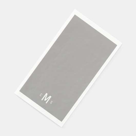 Contemhedendaags grijs en wit monogram servet (Hoek)