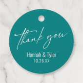 Contemhedendaags handschrift Dank u Blauwgroen Bedankjes Labels (Achterkant)
