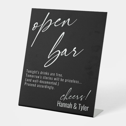 Contemhedendaags handschrift Funny Black Open Bar Reclamebord Met Voetstuk (Voorkant)