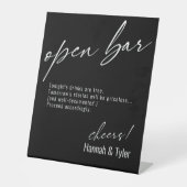 Contemhedendaags handschrift Funny Open Bar Black Reclamebord Met Voetstuk (Voorkant)