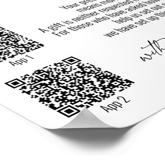 Contemhedendaags Honeymoon Fonds QR-codes Eenvoudi Poster (Hoek)