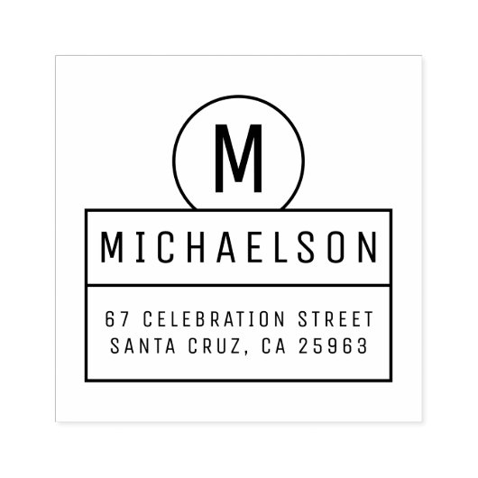 Contemhedendaags Monogram Naam Naam Retouradres Rubberstempel (Afrduk)