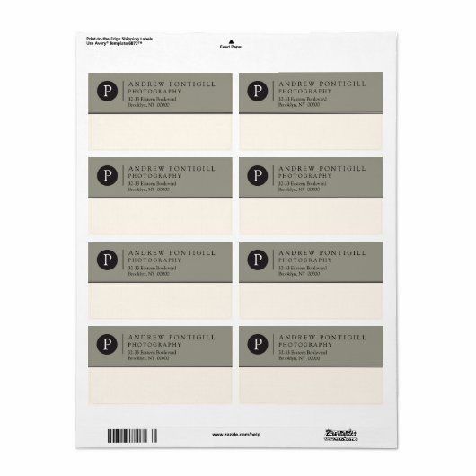 Contemhedendaags Monogram verzendlabel (Full Sheet)