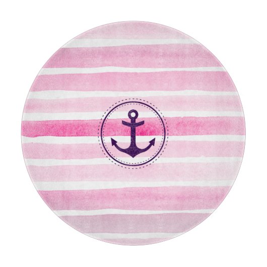 Contemhedendaags roze Waterverf Patroon en Anker Snijplank (Voorkant)