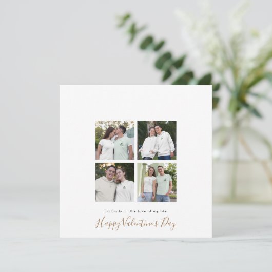 Contemhedendaagse 4 fotocollage Aangepaste Gold-Va Feestdagenkaart (Staand voorkant)