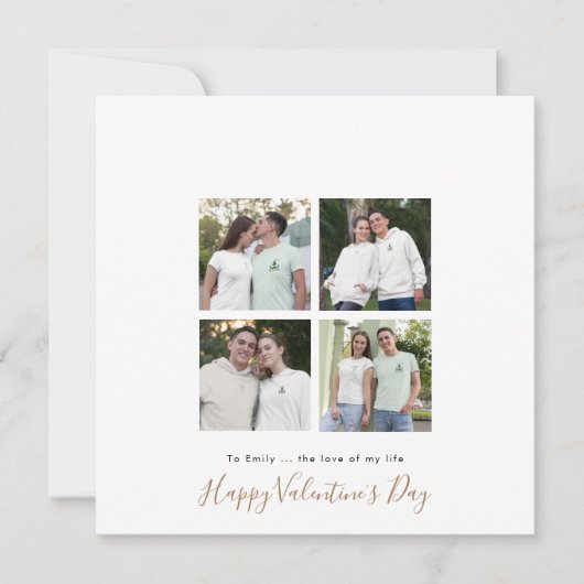 Contemhedendaagse 4 fotocollage Aangepaste Gold-Va Feestdagenkaart (Voorkant)