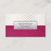Contemhedendaagse Chevron Hot Pink Leather Texture Visitekaartje (Achterkant)
