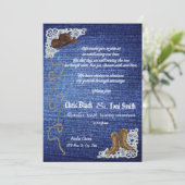 Contemhedendaagse Denim, Boots & Lace Wedding Invi Kaart (Staand voorkant)
