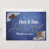 Contemhedendaagse Denim, Boots & Lace Wedding Invi Kaart (Achterkant)