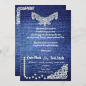 Contemhedendaagse denim, parels en oorkonde kaart (Voorkant / Achterkant)