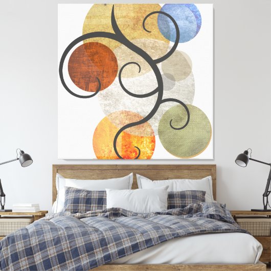 Contemhedendaagse gepatterde cirkels canvas afdruk (Insitu (Slaapkamer))