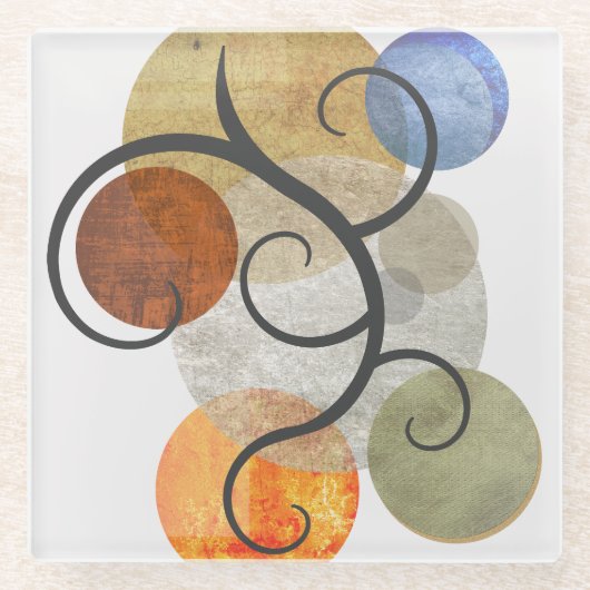 Contemhedendaagse gepatterde cirkels glazen onderzetter (Voorkant)