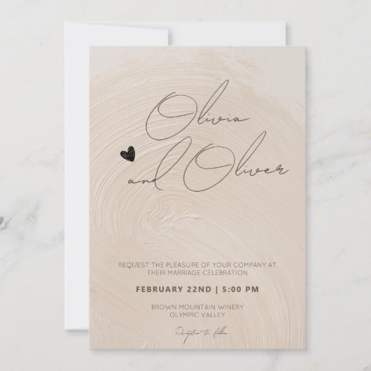 Contemhedendaagse kalligrafie QR code bruiloft Kaart (Voorkant)