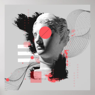 Contemhedendaagse kunstcollage met antiek beelduit poster