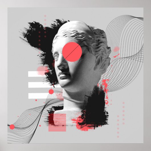 Contemhedendaagse kunstcollage met antiek beelduit poster (Voorkant)