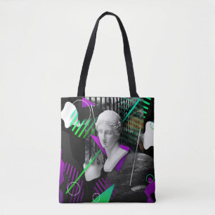 Contemhedendaagse kunstcollage met gipsplaat tote bag