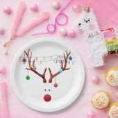 Contemhedendaagse Rudolph met Light String Papieren Bordje (Feest)