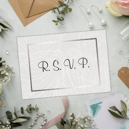 Contemhedendaagse zilver en grijze Damask Wedding  RSVP Kaartje