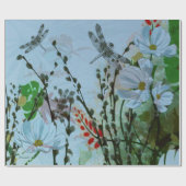 Contemhedendaagse zilverwerende libellen / Floral Cadeaupapier (Vlak)