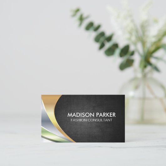 Contemhedendaagse zwarte metalen lagen visitekaartje (Staand voorkant)