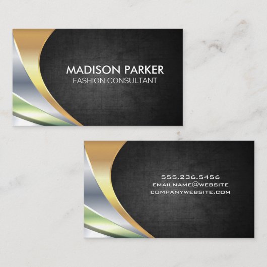 Contemhedendaagse zwarte metalen lagen visitekaartje (Voorkant / Achterkant)